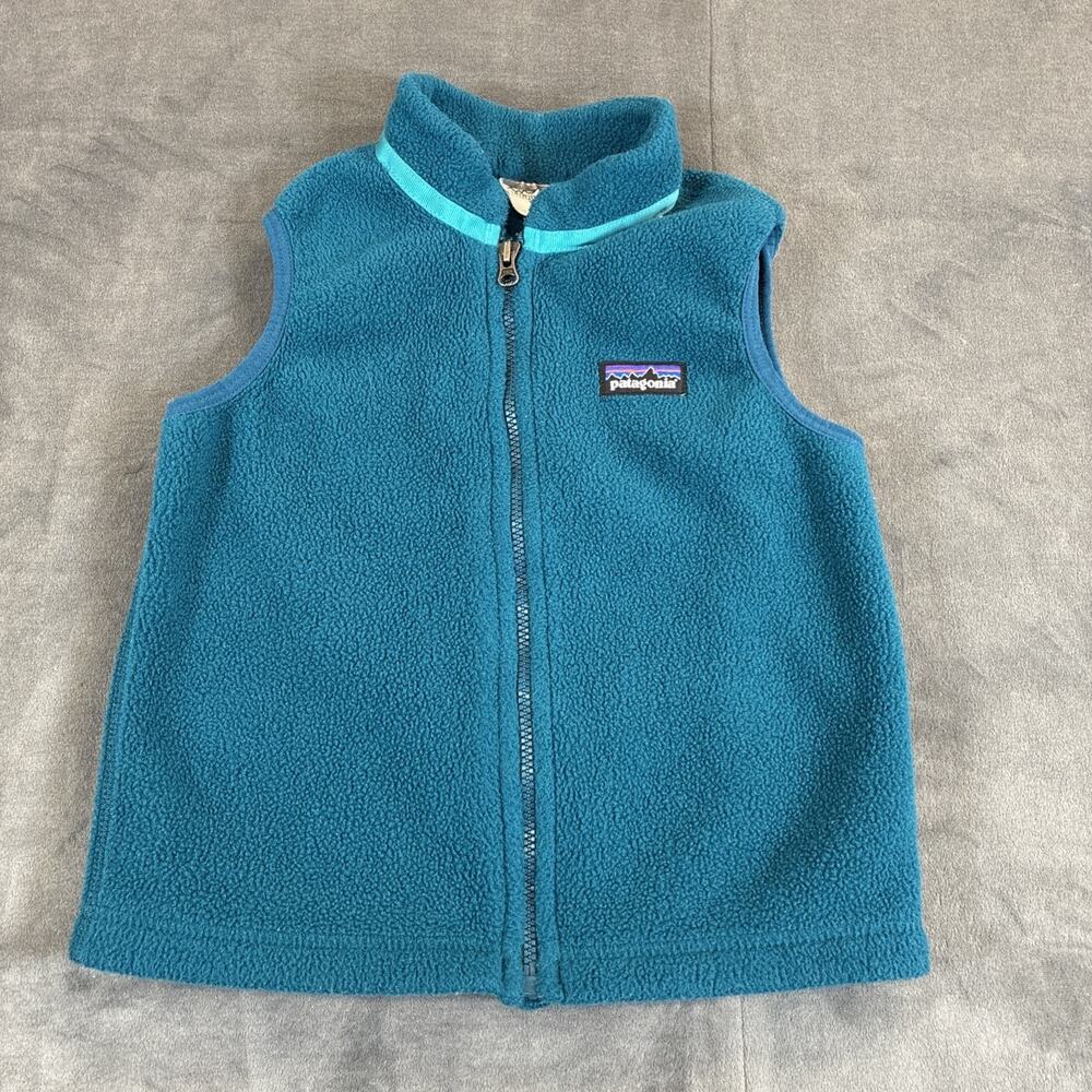 Patagonia Baby Synchilla Fleece Vest Teal Full Zip Toddler Size 3T Outdoor Chrty